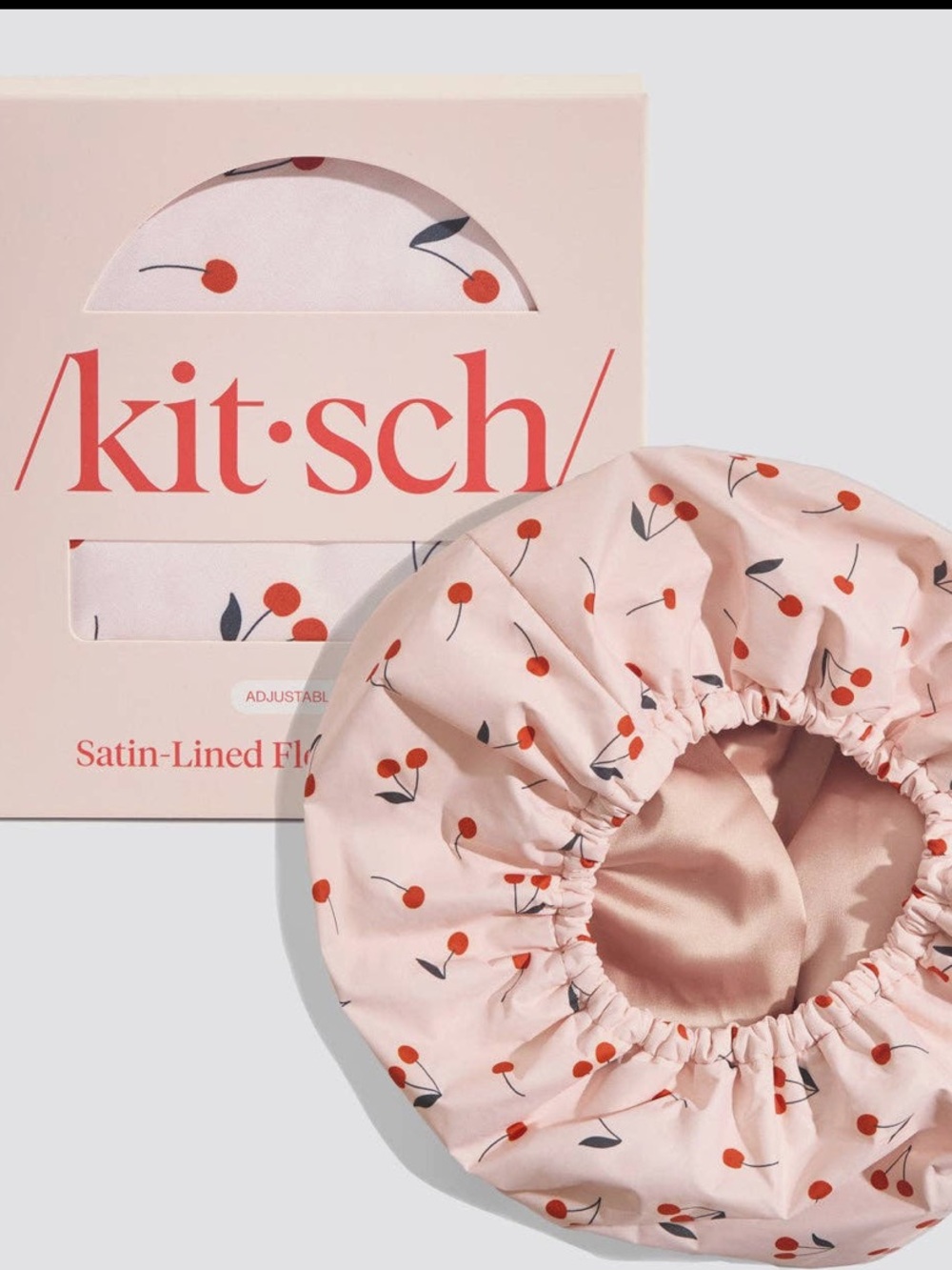 Kitsch Pink Cherry-Print Satin-Lined Sleep Bonnet price firm